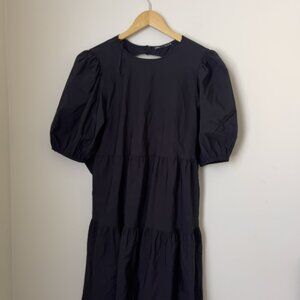 Zara Black Puff Sleeve Tiered Mini Dress - Size L